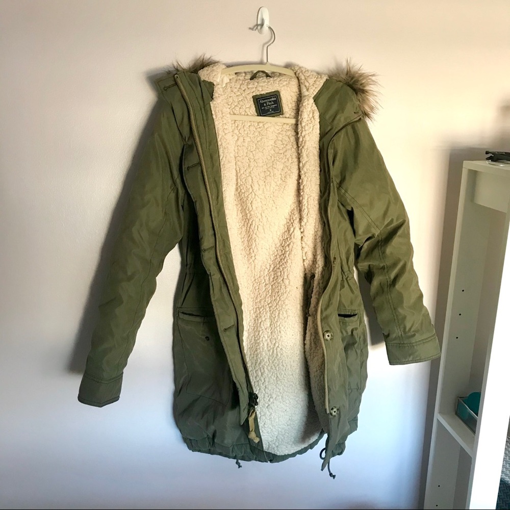 Abercrombie and Fitch Sherpa-Lined Military Parka